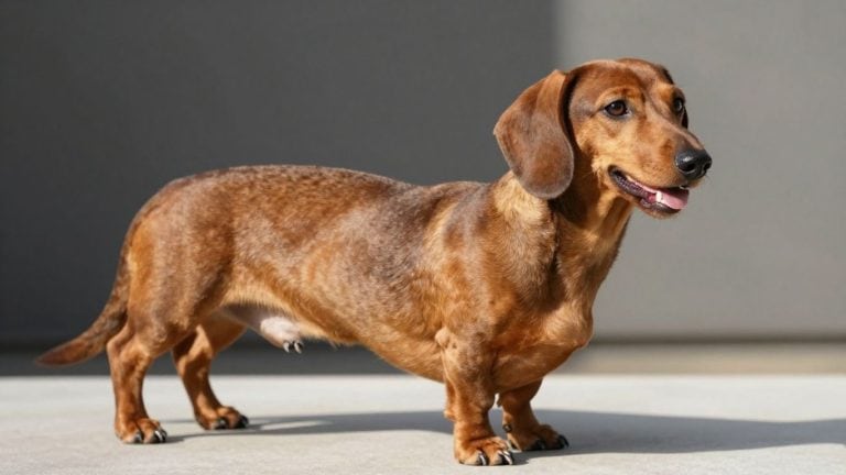 Gesund aussehender Dackel mit optimalem Gewicht, passend zur Tabelle und Körpercheck für eine gesunde Abnehmstrategie beim Dackel.